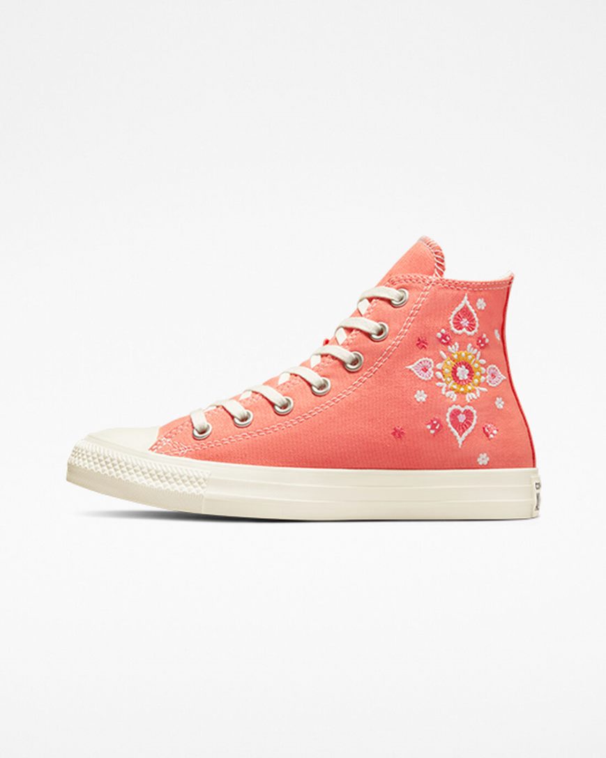 Tenisi Inalti Dama Converse Chuck Taylor All Star Floral Embroidery Portocalii Negrii | RO XGOFD075